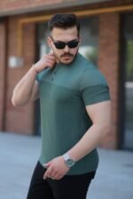 Erkek Hakim Yakalı Kısa Kollu Pamuklu T-shirt - Görsel 2