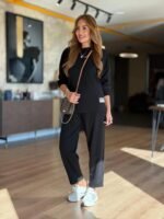 Kadın Uzun Kollu Bisiklet Yaka Viskon Iki Iplik Bluz Ve Pantolon Ikili Takım - Görsel 3