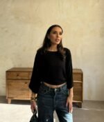 Kadın Kayık Yaka Yarasa Kol Dökümlü Kısa Bluz