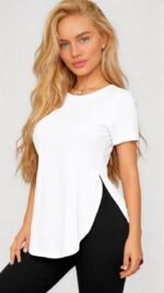 Kadın Yırtmaç Detaylı Viskon Kumaş Bluz