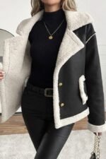 Kadın Uzun Kollu Yakalı önden Düğmeli Cep Detaylı Süet Ceket - Görsel 2