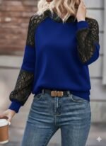 Kadın Uzun Kollu Dantelli Kapşonlu Viskon Iki Iplik Bluz - Görsel 2