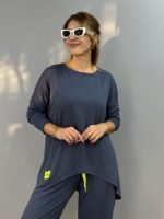 Kadın Iki Iplik Viskon Pamuk Kumaş Arma Detaylı Ikili Takım - Görsel 5