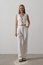 Bağlamalı Yelek - Beyaz