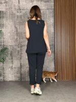 Kadın Askılı Yuvarlak Yaka Viskon Iki Iplik Bluz Ve Eşofman Altı Ikili Takım - Görsel 3