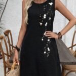 Kadın Askılı Yuvarlak Yakalı çiçek Desenli Kısa Elbise