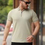 Erkek Fermuarlı Yaka Kısa Kollu Tişört