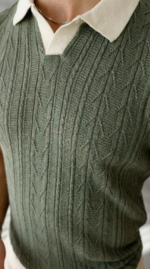 Erkek Desenli Kısa Kollu Triko Tişört - %100 Pamuk Akrilik - Görsel 4