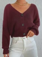 Kadın Uzun Kollu üç Düğmeli Triko Hırka - Görsel 5