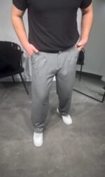 Erkek Pileli Kumaş Baggy Pantolon - Görsel 2