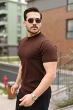 Erkek Fitilli Bisiklet Yaka Triko Tişört - Görsel 2