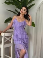 Ples Yırtmaç Detaylı Elbise - Görsel 3