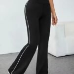 Kadın Yüksel Bel Yan şerit Detaylı Uzun Dalgıç Tayt