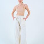 Beli Lastikli Palazo Pantolon - Taş