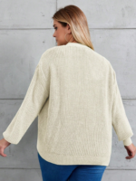 Kadın Beş Düğme Büyük Beden Triko Hırka - Görsel 3