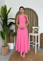 Matilda Gül İp Askılı Elbise - Görsel 8