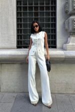 Paulo Gold Düğmeli Yelek Pantolon Takım 9976