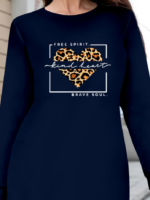 Kadın Uzun Kollu Bisiklet Yaka Desenli Viskon Iki Iplik Bluz - Görsel 2