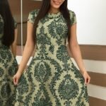 Kadın Kısa Kollu Bisiklet Yaka Puantiyeli Maksi örme Krep Elbise - Görsel 2