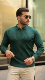 Erkek Saç örgü Desen Uzun Kollu Triko - Görsel 2