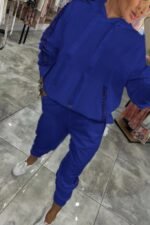 Kadın Uzun Kollu Kapşonlu Pulpayet Detay Viskon Iki Iplik Bluz Ve Pantolon Ikili Takım