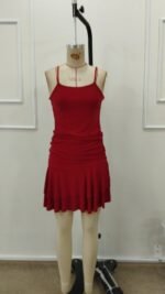 Kadın Ip Askılı Yuvarlak Yaka Büzgülü Kısa Sandy Elbise - Görsel 4