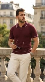 Erkek Zikzak Dokulu Yakalı Kısa Kollu Triko - Görsel 3