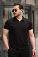 Erkek Yakalı Fermuarlı T-shirt şort Ikili Takım - Görsel 3