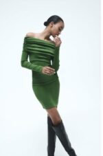 Kadın Madonna Mendil Yaka Fırsat ürün Büzgülü Mini Elbise