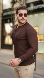 Erkek Fermuarlı Bisiklet Yaka Dokulu Uzun Kollu Triko - Görsel 4