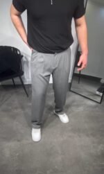 Erkek Pileli Kumaş Baggy Pantolon