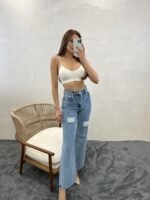 6373 DENİM SLIM PALAZZO FIT-MAVİ - Görsel 3