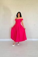 Fuşya Jakarlı Elbise - Görsel 2