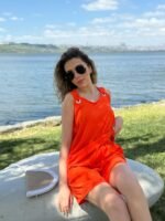 Kadın Kolsuz V Yaka Kuş Gözü Detay Bluz Short Aerobin Ikili Takım - Görsel 4