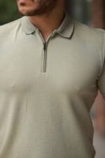 Erkek Fermuarlı Yaka Kısa Kollu Tişört - Görsel 3