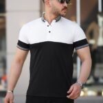 Erkek Yakalı çift Renk Kısa Kollu T-shirt