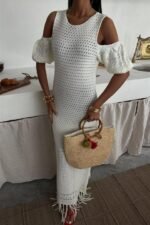 Omuz Detaylı Etek Ücü Püsküllü Triko Elbise 2862 - Görsel 7