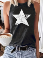 Kadın Askılı Yuvarlak Yaka Yıldız Desenli Süprem Bluz - Görsel 3