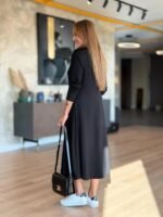 Kadın Uzun Kollu V Yakalı Midi çağla Yeşili Modal Elbise - Görsel 3