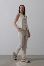 Düğme Detaylı Yelek - Krem - Görsel 4