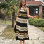 Kadın Omuzlardan Büzgülü Kayık Yaka Fırfırlı Janjan Krep Elbise