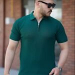 Erkek Fermuarlı Yakalı Kısa Kollu Tshirt