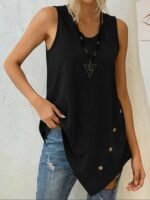 Kadın Askılı Yuvarlak Yakalı Asimetrik Kesim Detaylı Viskon Bluz - Görsel 2