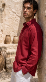 Erkek Armürlü Yarım Oversize Müslin Gömlek - Görsel 8