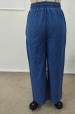 Kadın Yüksek Bel Lastikli Bağcıklı Kot Pantolon - Görsel 7