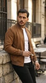 Erkek önden Fermuarlı Içi Astarlı Süet Ceket - Görsel 2