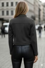 Kadın Uzun Kollu Yakadan Ve önden Düğmeli Süet Kısa Ceket - Görsel 2