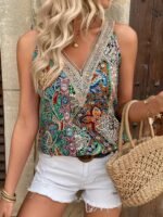 Kadın Askılı V Yaka Dantelli Süprem Bluz - Görsel 4