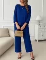 Kadın Uzun Kollu Bisiklet Yaka Pulpayetli Viskon Iki Iplik Bluz Ve Pantolon Ikili Takım - Görsel 3