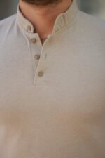 Erkek Hakim Yaka Dokuma Pamuklu Kumaş Kısa Kollu T-shirt - Görsel 3